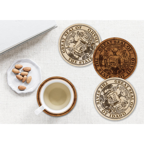 State Flag Coaster (Available In All 50 States) Coaster Shop LazerEdge ID - Idaho Cherry 