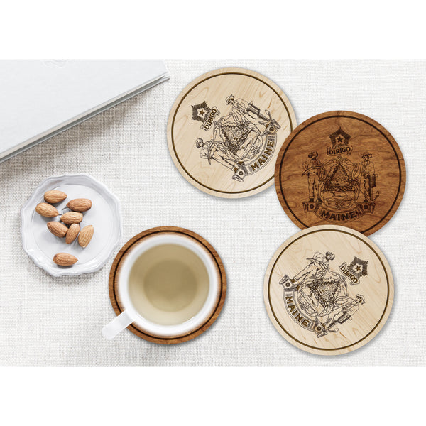 State Flag Coaster (Available In All 50 States) Coaster Shop LazerEdge ME - Maine Cherry 