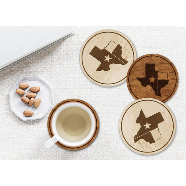 State Flag Coaster (Available In All 50 States) Coaster Shop LazerEdge TX - Texas Cherry 