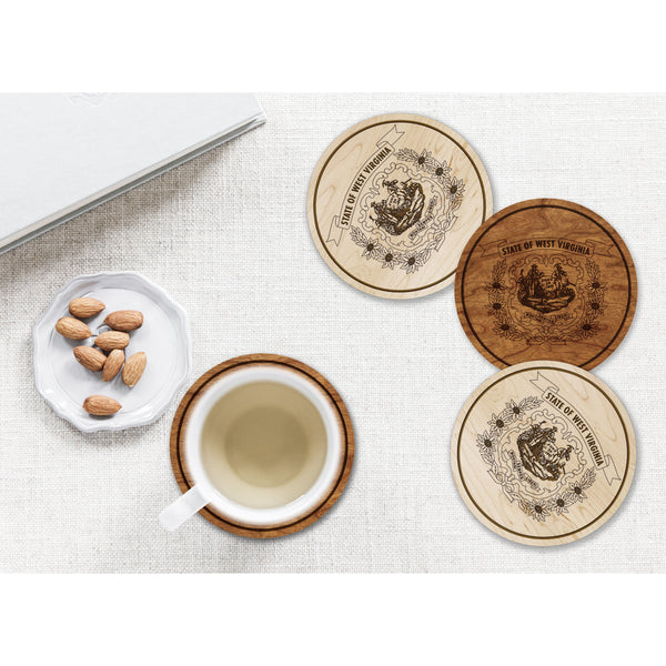 State Flag Coaster (Available In All 50 States) Coaster Shop LazerEdge WV - West Virginia Cherry 