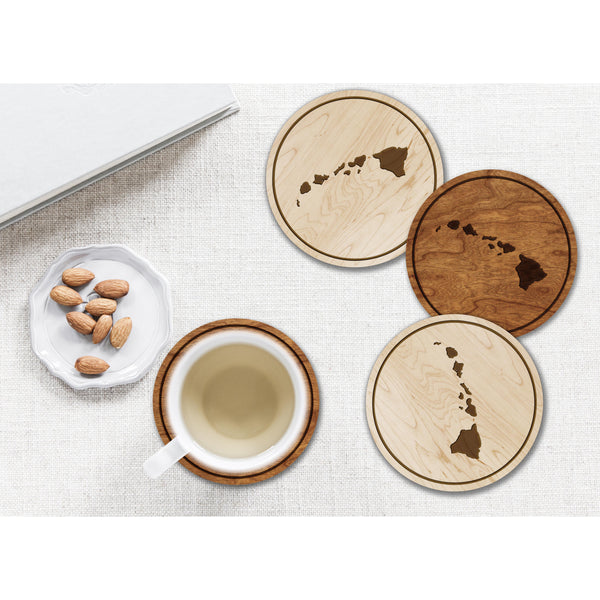 State Outline Coaster (Available In All 50 States) Coaster Shop LazerEdge HI - Hawaii Cherry 