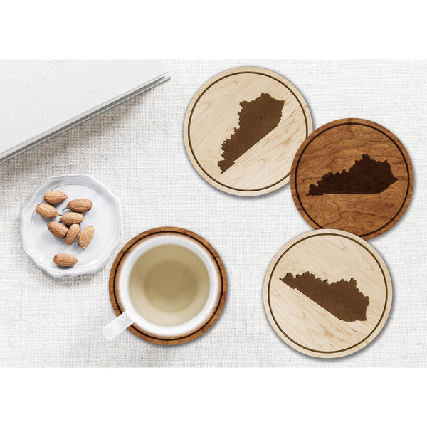 State Outline Coaster (Available In All 50 States) Coaster Shop LazerEdge KY - Kentucky Cherry 