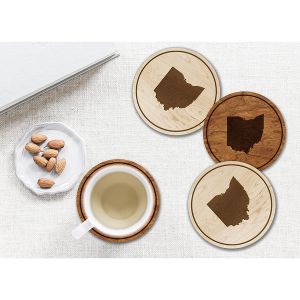 State Outline Coaster (Available In All 50 States) Coaster Shop LazerEdge OH - Ohio Cherry 