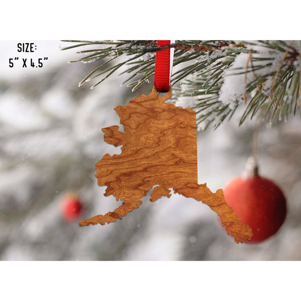 State Outline Ornament ( Available In All 50 States) Ornament Shop LazerEdge AK - Alaska Cherry 