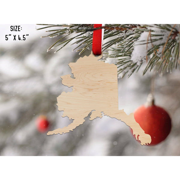 State Outline Ornament ( Available In All 50 States) Ornament Shop LazerEdge AK - Alaska Maple 