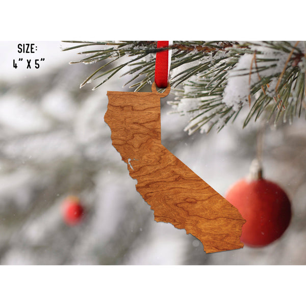 State Outline Ornament ( Available In All 50 States) Ornament Shop LazerEdge CA - California Cherry 
