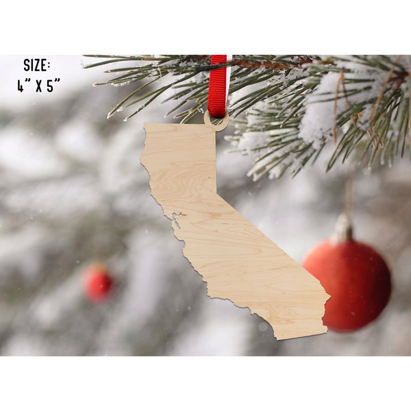 State Outline Ornament ( Available In All 50 States) Ornament Shop LazerEdge CA - California Maple 