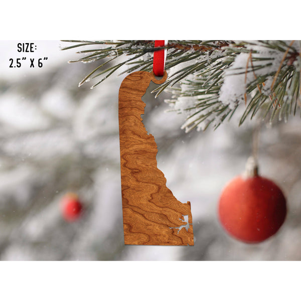 State Outline Ornament ( Available In All 50 States) Ornament Shop LazerEdge DE - Delaware Cherry 