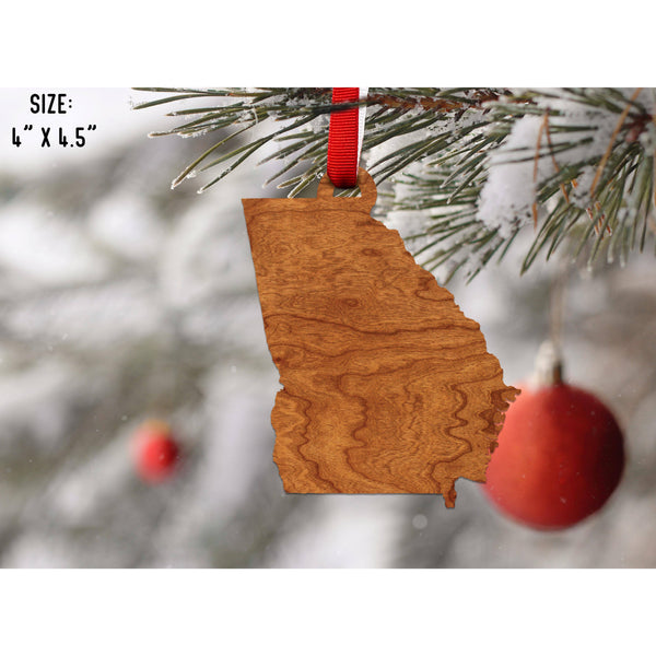 State Outline Ornament ( Available In All 50 States) Ornament Shop LazerEdge GA - Georgia Cherry 
