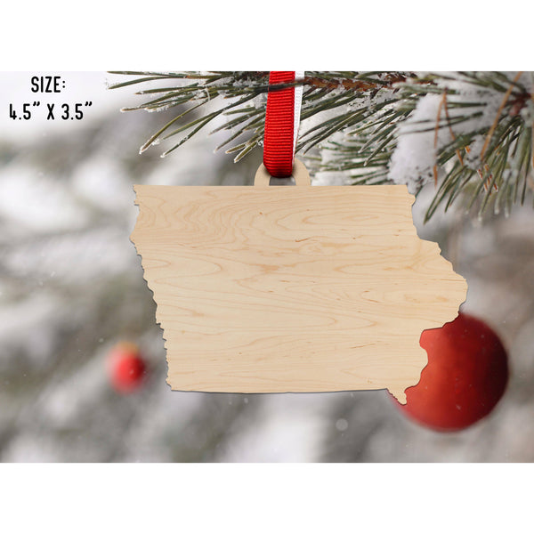 State Outline Ornament ( Available In All 50 States) Ornament Shop LazerEdge IA - Iowa Maple 
