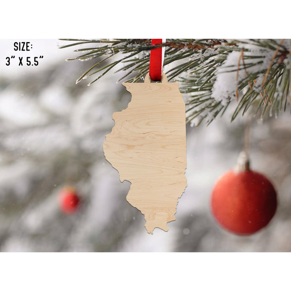 State Outline Ornament ( Available In All 50 States) Ornament Shop LazerEdge IL - Illinois Maple 
