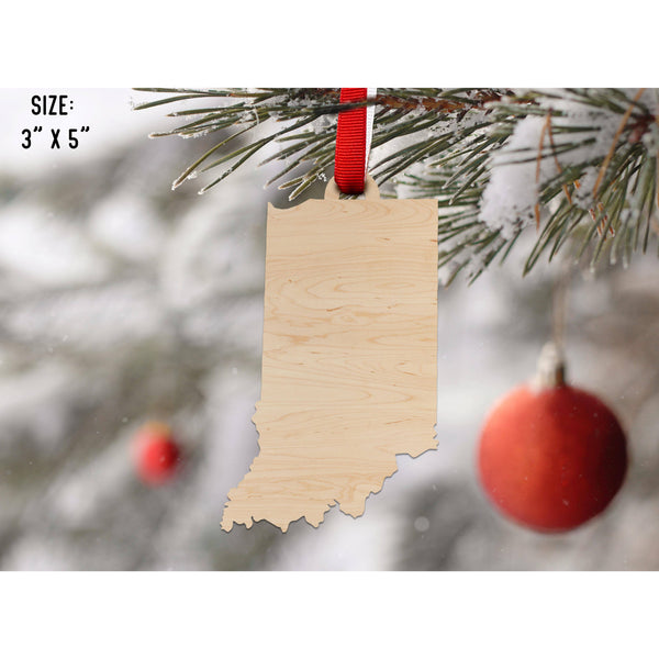 State Outline Ornament ( Available In All 50 States) Ornament Shop LazerEdge IN - Indiana Maple 