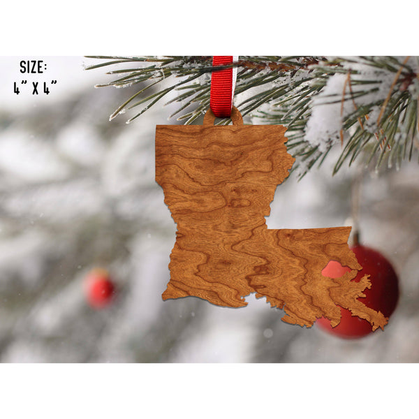 State Outline Ornament ( Available In All 50 States) Ornament Shop LazerEdge LA - Louisiana Cherry 