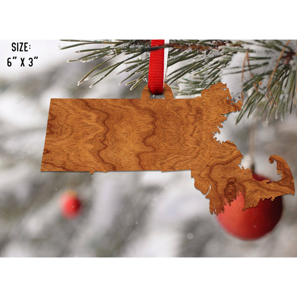 State Outline Ornament ( Available In All 50 States) Ornament Shop LazerEdge MA - Massachusetts Cherry 