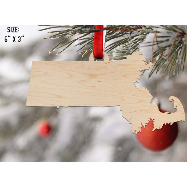 State Outline Ornament ( Available In All 50 States) Ornament Shop LazerEdge MA - Massachusetts Maple 