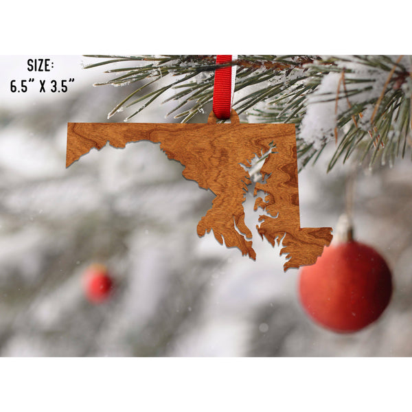 State Outline Ornament ( Available In All 50 States) Ornament Shop LazerEdge MD - Maryland Cherry 