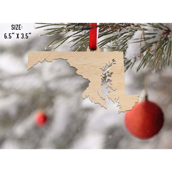 State Outline Ornament ( Available In All 50 States) Ornament Shop LazerEdge MD - Maryland Maple 