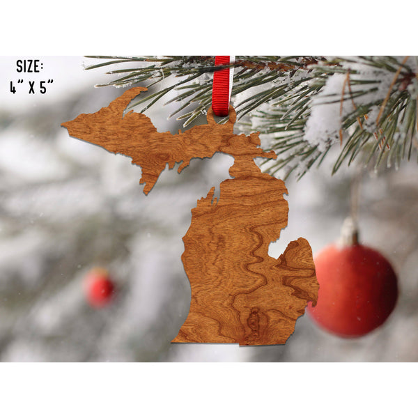 State Outline Ornament ( Available In All 50 States) Ornament Shop LazerEdge MI - Michigan Cherry 