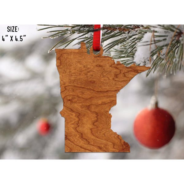 State Outline Ornament ( Available In All 50 States) Ornament Shop LazerEdge MN - Minnesota Cherry 