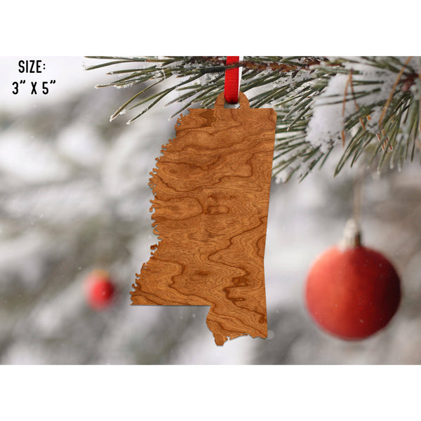 State Outline Ornament ( Available In All 50 States) Ornament Shop LazerEdge MS - Mississippi Cherry 