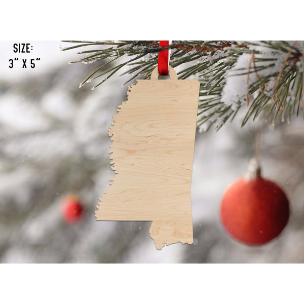 State Outline Ornament ( Available In All 50 States) Ornament Shop LazerEdge MS - Mississippi Maple 