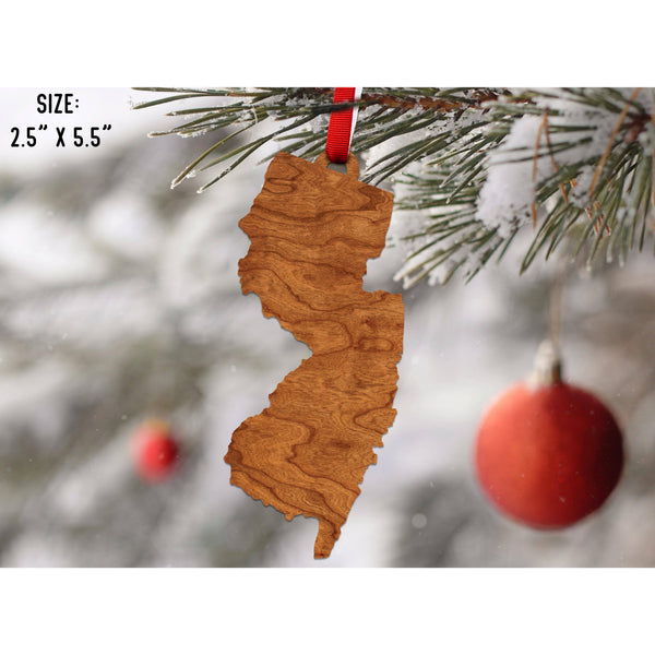 State Outline Ornament ( Available In All 50 States) Ornament Shop LazerEdge NJ - New Jersey Cherry 