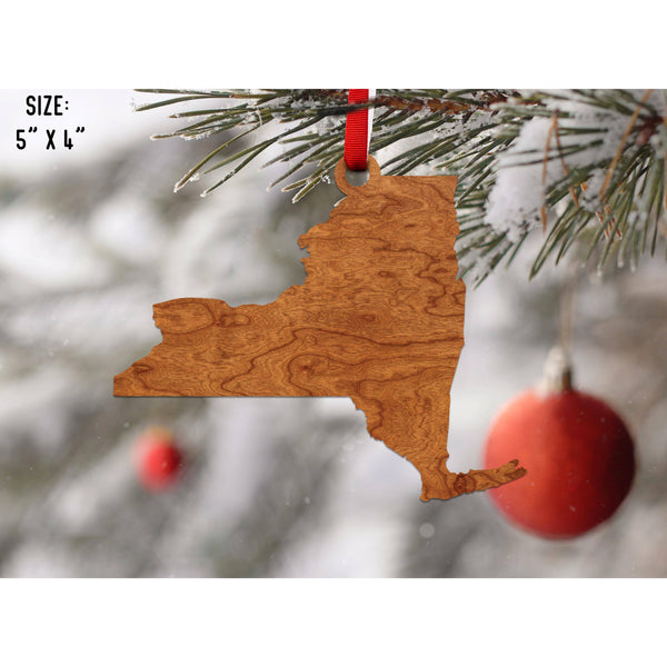 State Outline Ornament ( Available In All 50 States) Ornament Shop LazerEdge NY - New York Cherry 