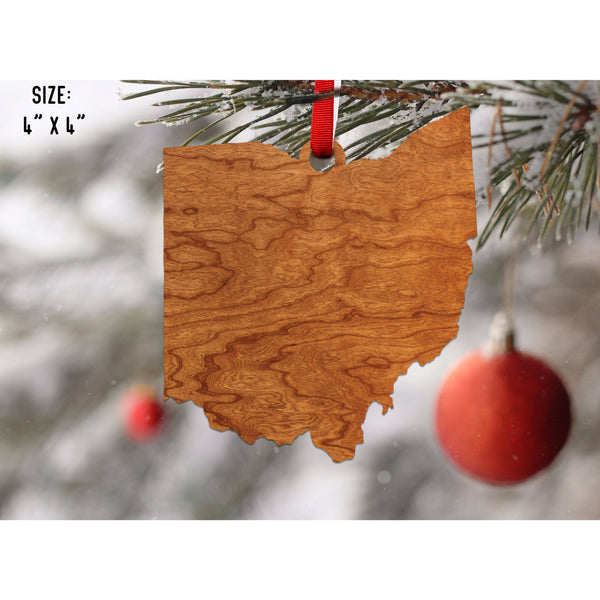 State Outline Ornament ( Available In All 50 States) Ornament Shop LazerEdge OH - Ohio Cherry 