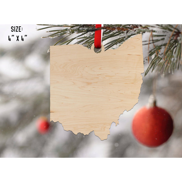 State Outline Ornament ( Available In All 50 States) Ornament Shop LazerEdge OH - Ohio Maple 