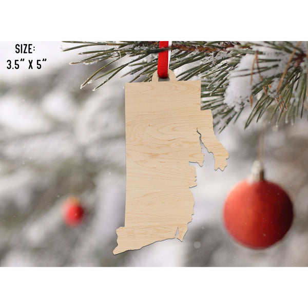 State Outline Ornament ( Available In All 50 States) Ornament Shop LazerEdge RI - Rhode Island Maple 