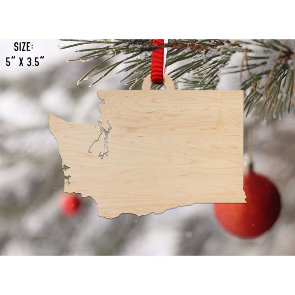 State Outline Ornament ( Available In All 50 States) Ornament Shop LazerEdge WA - Washington Maple 