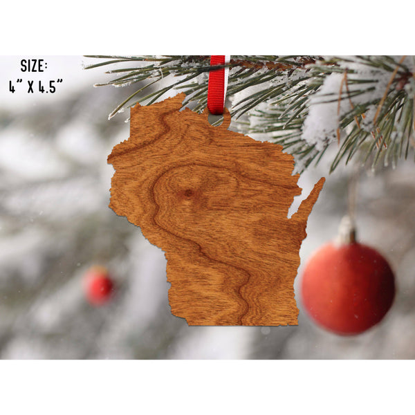 State Outline Ornament ( Available In All 50 States) Ornament Shop LazerEdge WI - Wisconsin Cherry 
