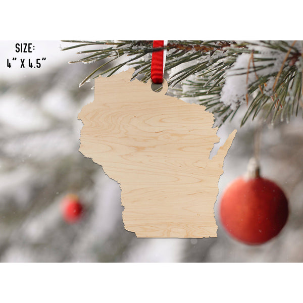 State Outline Ornament ( Available In All 50 States) Ornament Shop LazerEdge WI - Wisconsin Maple 