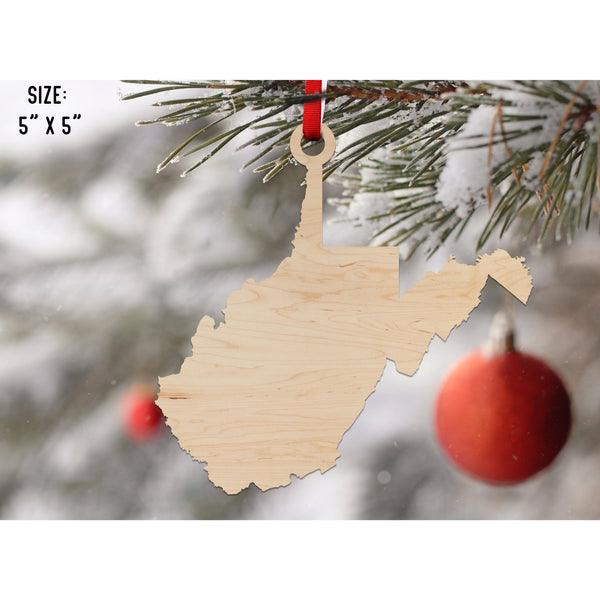 State Outline Ornament ( Available In All 50 States) Ornament Shop LazerEdge WV - West Virginia Maple 