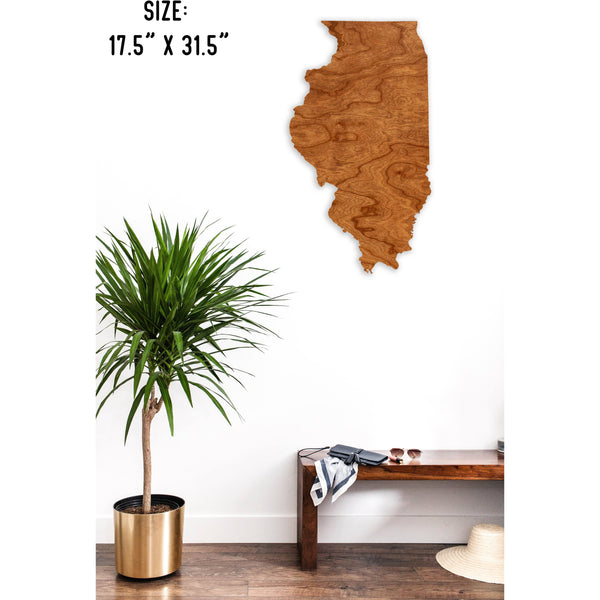 State Outline Wall Hanging (Available In All 50 States) Large Size Wall Hanging Shop LazerEdge IL - Illinois Cherry 