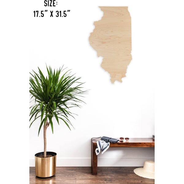 State Outline Wall Hanging (Available In All 50 States) Large Size Wall Hanging Shop LazerEdge IL - Illinois Maple 