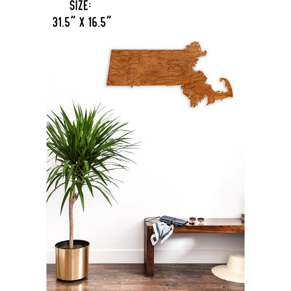 State Outline Wall Hanging (Available In All 50 States) Large Size Wall Hanging Shop LazerEdge MA - Massachusetts Cherry 