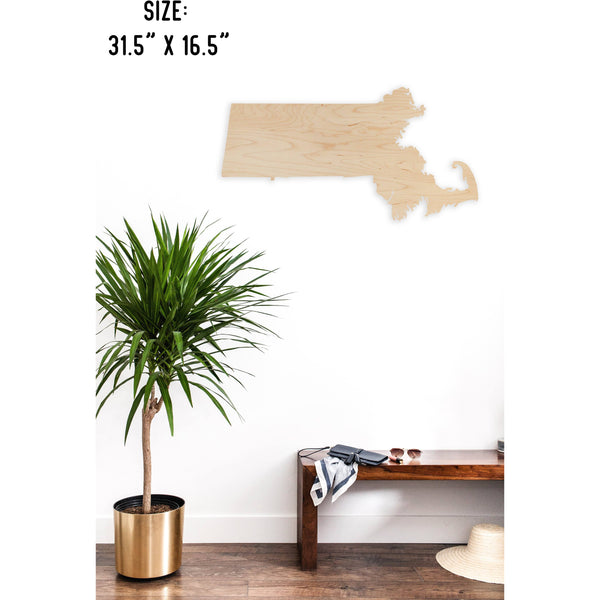 State Outline Wall Hanging (Available In All 50 States) Large Size Wall Hanging Shop LazerEdge MA - Massachusetts Maple 