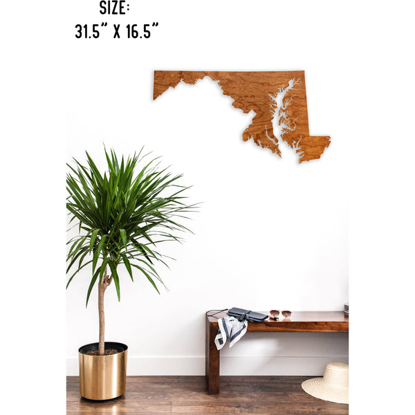 State Outline Wall Hanging (Available In All 50 States) Large Size Wall Hanging Shop LazerEdge MD - Maryland Cherry 