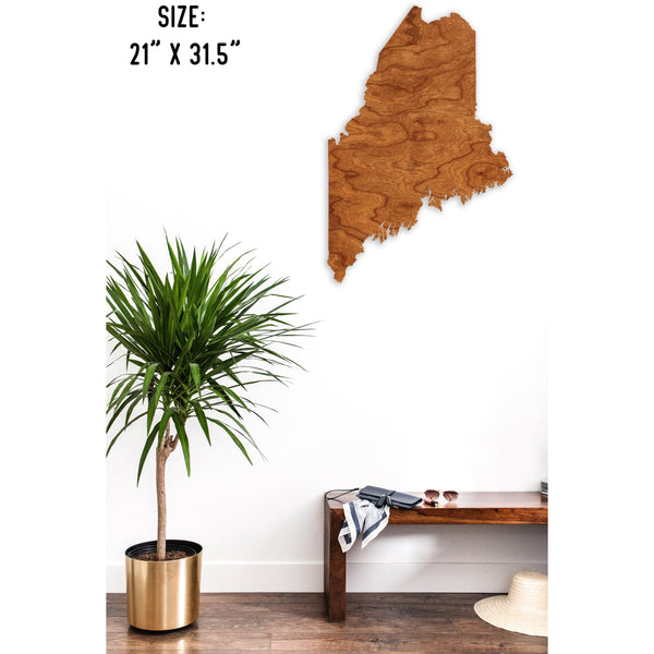 State Outline Wall Hanging (Available In All 50 States) Large Size Wall Hanging Shop LazerEdge ME - Maine Cherry 