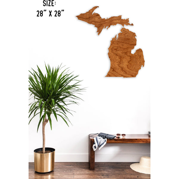State Outline Wall Hanging (Available In All 50 States) Large Size Wall Hanging Shop LazerEdge MI - Michigan Cherry 