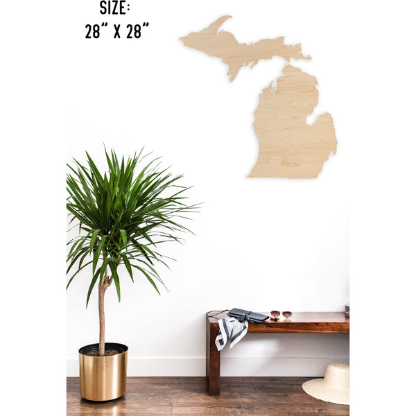 State Outline Wall Hanging (Available In All 50 States) Large Size Wall Hanging Shop LazerEdge MI - Michigan Maple 