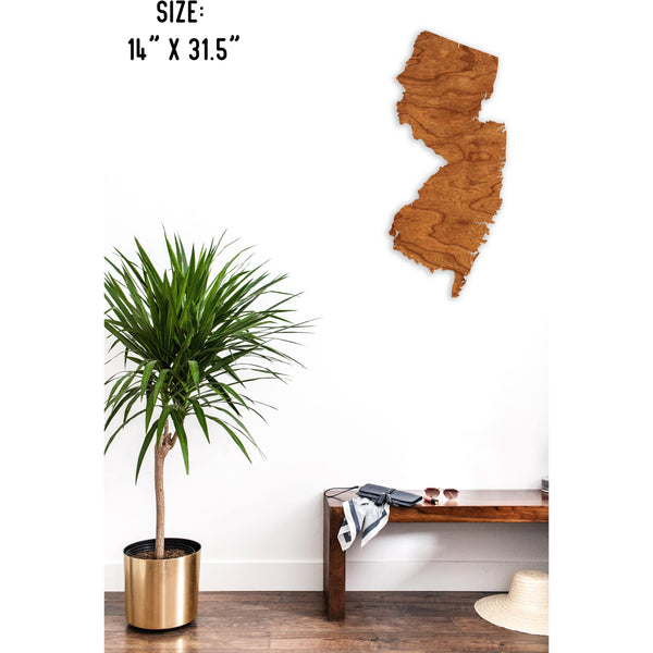 State Outline Wall Hanging (Available In All 50 States) Large Size Wall Hanging Shop LazerEdge NJ - New Jersey Cherry 