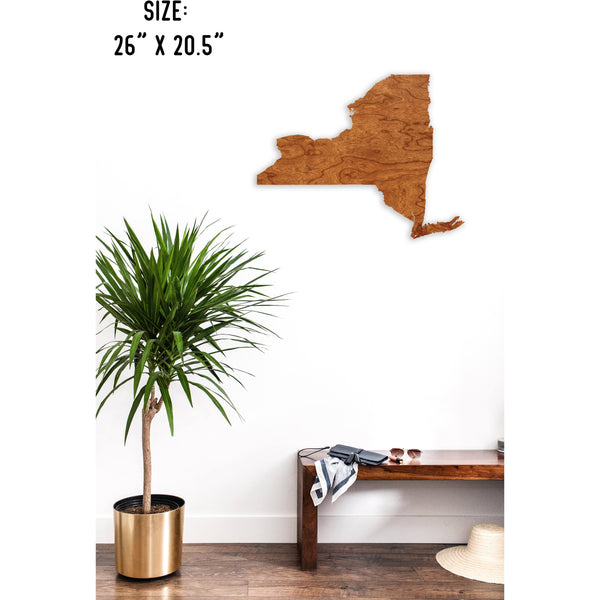 State Outline Wall Hanging (Available In All 50 States) Large Size Wall Hanging Shop LazerEdge NY - New York Cherry 