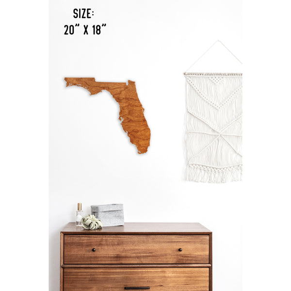 State Outline Wall Hanging (Available In All 50 States) Wall Hanging Shop LazerEdge FL - Florida Cherry 