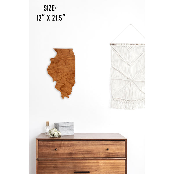 State Outline Wall Hanging (Available In All 50 States) Wall Hanging Shop LazerEdge IL - Illinois Cherry 