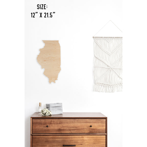 State Outline Wall Hanging (Available In All 50 States) Wall Hanging Shop LazerEdge IL - Illinois Maple 