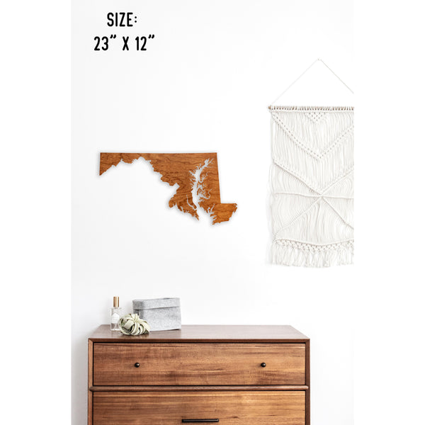 State Outline Wall Hanging (Available In All 50 States) Wall Hanging Shop LazerEdge MD - Maryland Cherry 