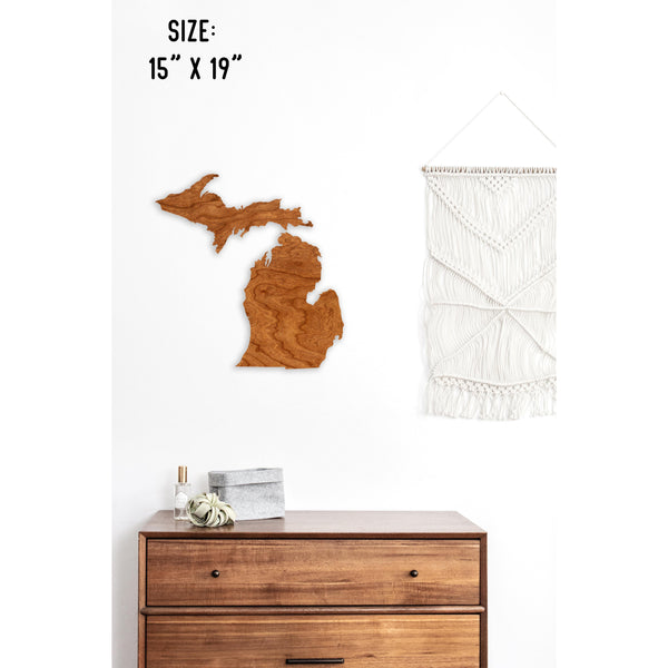 State Outline Wall Hanging (Available In All 50 States) Wall Hanging Shop LazerEdge MI - Michigan Cherry 
