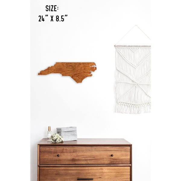 State Outline Wall Hanging (Available In All 50 States) Wall Hanging Shop LazerEdge NC - North Carolina Cherry 